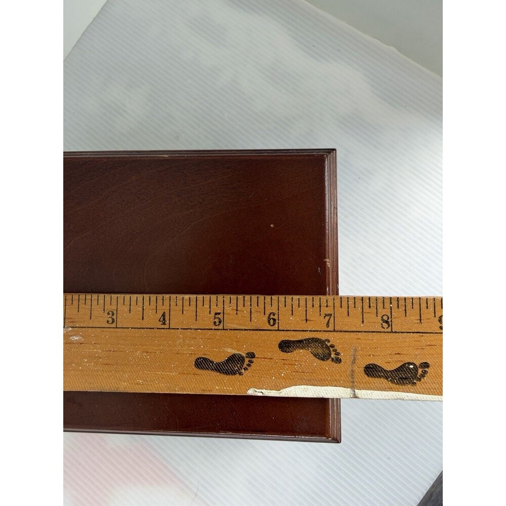 Vintage Wooden Jewelry Box 2 Tier Removable Tray Ring Storage Velvet Lined 7” - Picture 13 of 15